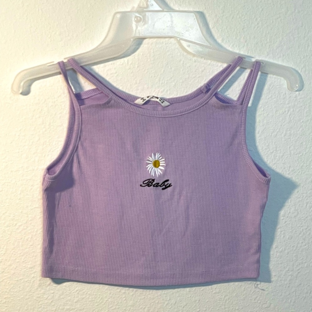 Shein Purple `baby’ Daisy Tank Top